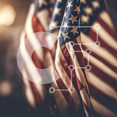 Intra Συλλεκτικό Ξύλινο Παζλ Plywood  4mm - Ομάδα αμερικανικών σημαιών που σκιαγραφούνται σε σκοτεινό φόντο Σε Ξύλινο Κουτί - Διαστάσεις Puzzle: 10x10 cm – 25 κομμάτια - Image 1