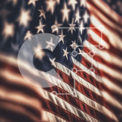 Intra Συλλεκτικό Ξύλινο Παζλ Plywood  4mm - Θολό φόντο αμερικανικής σημαίας Σε Ξύλινο Κουτί - Διαστάσεις Puzzle: 10x10 cm – 25 κομμάτια - Image 1