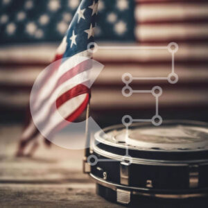 Intra Συλλεκτικό Ξύλινο Παζλ Plywood  4mm - Αμερικανική σημαία στην κάμερα Σε Ξύλινο Κουτί - Διαστάσεις Puzzle: 10x10 cm – 25 κομμάτια