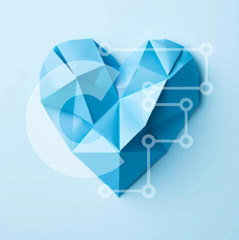 Intra Συλλεκτικό Ξύλινο Παζλ Plywood  4mm - Μπλε καρδιά Origami σε γαλάζιο φόντο Σε Ξύλινο Κουτί - Διαστάσεις Puzzle: 10x10 cm – 25 κομμάτια - Image 1