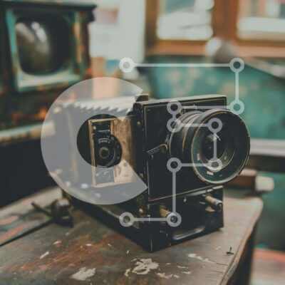Intra Συλλεκτικό Ξύλινο Παζλ Plywood 4mm - Vintage κάμερα σε ξύλινο τραπέζι Σε Ξύλινο Κουτί - Διαστάσεις Puzzle: 10x10 cm – 25 κομμάτια - Image 1