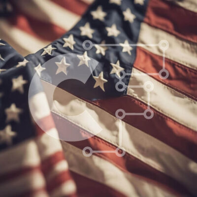 Intra Συλλεκτικό Ξύλινο Παζλ Plywood  4mm - Κοντινό πλάνο της αμερικανικής σημαίας με αστέρια και ρίγες Σε Ξύλινο Κουτί - Διαστάσεις Puzzle: 10x10 cm – 25 κομμάτια - Image 1