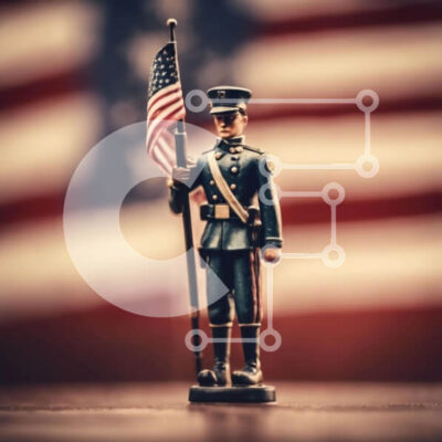 Intra Συλλεκτικό Ξύλινο Παζλ Plywood  4mm - Παιχνίδι στρατιώτης με αμερικανική σημαία Σε Ξύλινο Κουτί - Διαστάσεις Puzzle: 10x10 cm – 25 κομμάτια - Image 1