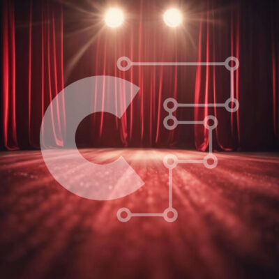 Intra Συλλεκτικό Ξύλινο Παζλ Plywood  4mm - Σκηνή με κόκκινες κουρτίνες και προβολείς Σε Ξύλινο Κουτί - Διαστάσεις Puzzle: 10x10 cm – 25 κομμάτια - Image 1