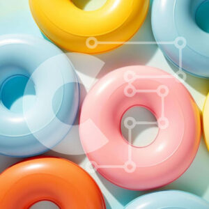 Intra Συλλεκτικό Ξύλινο Παζλ Plywood  4mm - Σύνθεση πολύχρωμα φουσκωτά ντόνατς Σε Ξύλινο Κουτί - Διαστάσεις: 10x10 cm – 25 κομμάτια