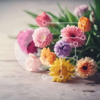 Intra Συλλεκτικό Ξύλινο Παζλ Plywood  4mm - Πολύχρωμο μπουκέτο λουλουδιών σε ανάποδο βάζο Σε Ξύλινο Κουτί - Διαστάσεις: 10x10 cm – 25 κομμάτια - Image 1