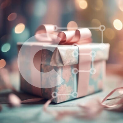 Intra Συλλεκτικό Ξύλινο Παζλ Plywood  4mm - Μπλε κουτί δώρου σε ξύλινο τραπέζι Σε Ξύλινο Κουτί - Διαστάσεις: 10x10 cm – 25 κομμάτια - Image 1