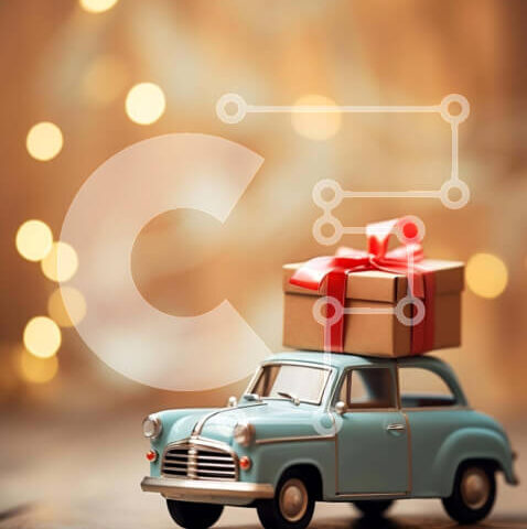 Intra Συλλεκτικό Ξύλινο Παζλ Plywood  4mm - Μπλε αυτοκίνητο παιχνίδι με κουτιά δώρων για τα Χριστούγεννα Σε Ξύλινο Κουτί - Διαστάσεις: 10x10 cm – 25 κομμάτια - Image 1