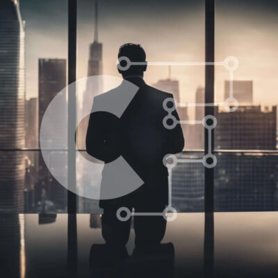 Intra Συλλεκτικό Ξύλινο Παζλ Plywood 4mm - Άνδρας με επαγγελματική ενδυμασία σε παράθυρο με θέα στον ορίζοντα της πόλης Σε Ξύλινο Κουτί - Διαστάσεις Puzzle: 10x10 cm – 25 κομμάτια - Image 1