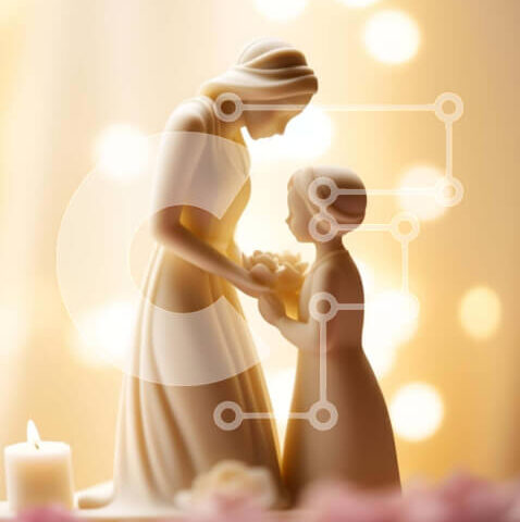 Intra Συλλεκτικό Ξύλινο Παζλ Plywood  4mm - Ειδώλιο μητέρας και παιδιού σε θρησκευτικό περιβάλλον Σε Ξύλινο Κουτί - Διαστάσεις Puzzle: 10x10 cm – 25 κομμάτια - Image 1