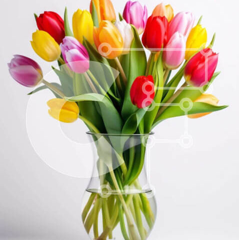 Intra Συλλεκτικό Ξύλινο Παζλ Plywood  4mm - Πολύχρωμη διάταξη τουλίπας Σε Ξύλινο Κουτί - Διαστάσεις: 10x10 cm – 25 κομμάτια - Image 1