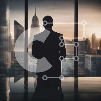 Intra Συλλεκτικό Ξύλινο Παζλ Plywood  4mm - Σιλουέτα ενός επιχειρηματία που στοχάζεται την θέα στο αστικό τοπίο Σε Ξύλινο Κουτί - Διαστάσεις Puzzle: 10x10 cm – 25 κομμάτια - Image 1