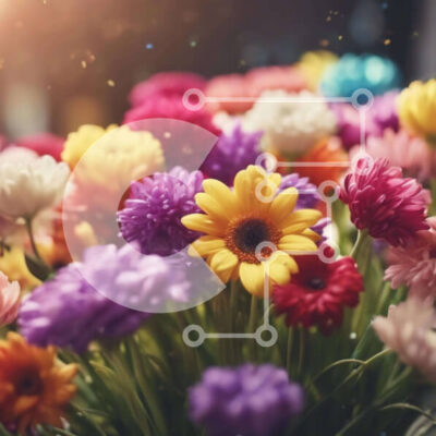 Intra Συλλεκτικό Ξύλινο Παζλ Plywood  4mm - Ζωντανό μπουκέτο από μαργαρίτες, τριαντάφυλλα και γαρύφαλλα Σε Ξύλινο Κουτί - Διαστάσεις: 10x10 cm – 25 κομμάτια - Image 1