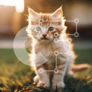 Intra Συλλεκτικό Ξύλινο Παζλ Plywood  4mm - Αξιολάτρευτο γατάκι στο γρασίδι που κοιτάζει την κάμερα Σε Ξύλινο Κουτί - Διαστάσεις: 10x10 cm – 25 κομμάτια