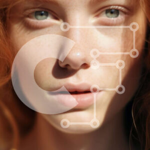 Intra Συλλεκτικό Ξύλινο Παζλ Plywood  4mm - Πορτρέτο μιας νεαρής γυναίκας με κόκκινα μαλλιά και πράσινα μάτια Σε Ξύλινο Κουτί - Διαστάσεις Puzzle: 10x10 cm – 25 κομμάτια