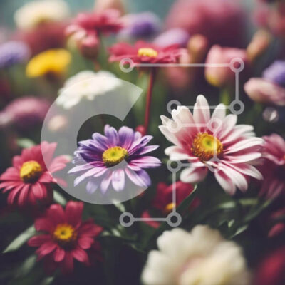 Intra Συλλεκτικό Ξύλινο Παζλ Plywood  4mm - Πολύχρωμο μπουκέτο λουλουδιών με μαργαρίτες, κρίνους και ηλίανθους Σε Ξύλινο Κουτί - Διαστάσεις: 10x10 cm – 25 κομμάτια - Image 1