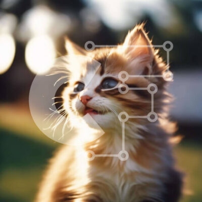 Intra Συλλεκτικό Ξύλινο Παζλ Plywood  4mm - Περίεργο γατάκι που κοιτάζει ψηλά Σε Ξύλινο Κουτί - Διαστάσεις: 10x10 cm – 25 κομμάτια - Image 1