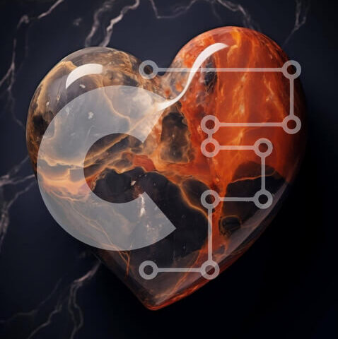 Intra Συλλεκτικό Ξύλινο Παζλ Plywood  4mm - Πορτοκαλί και μαύρο γλυπτό σε σχήμα καρδιάς Σε Ξύλινο Κουτί - Διαστάσεις Puzzle: 10x10 cm – 25 κομμάτια - Image 1