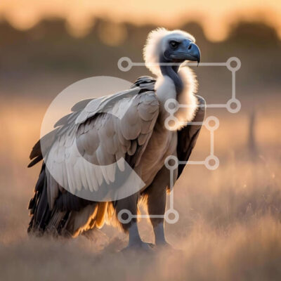 Intra Συλλεκτικό Ξύλινο Παζλ Plywood  4mm - Γύπας στο χορτάρι στο ηλιοβασίλεμα Σε Ξύλινο Κουτί - Διαστάσεις: 10x10 cm – 25 κομμάτια - Image 1