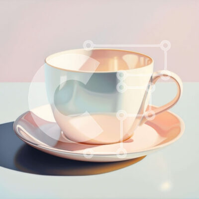 Intra Συλλεκτικό Ξύλινο Παζλ Plywood 4mm - Λευκό φλιτζάνι καφέ και πιατάκι σε μπλε φόντο Σε Ξύλινο Κουτί - Διαστάσεις: 10x10 cm – 25 κομμάτια - Image 1