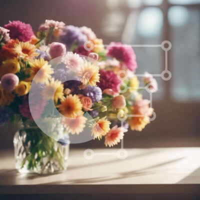 Intra Συλλεκτικό Ξύλινο Παζλ Plywood  4mm - Πολύχρωμο βάζο λουλουδιών στο τραπέζι μπροστά από το παράθυρο Σε Ξύλινο Κουτί - Διαστάσεις: 10x10 cm – 25 κομμάτια - Image 1