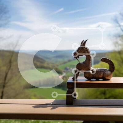 Intra Συλλεκτικό Ξύλινο Παζλ Plywood  4mm - Καφέ Ξύλινος Πάγκος με Ειδώλιο Ζώου Σε Ξύλινο Κουτί - Διαστάσεις: 10x10 cm – 25 κομμάτια - Image 1