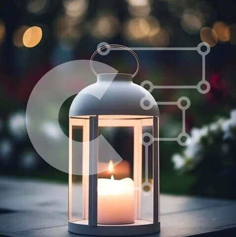 Intra Συλλεκτικό Ξύλινο Παζλ Plywood 4mm - Λευκό φανάρι που φωτίζεται από κερί σε τραπέζι εξωτερικού χώρου Σε Ξύλινο Κουτί - Διαστάσεις Puzzle: 10x10 cm – 25 κομμάτια - Image 1