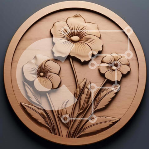 Intra Συλλεκτικό Ξύλινο Παζλ Plywood  4mm - Κυκλικό ξύλινο μετάλλιο με σχέδιο λουλουδιών Σε Ξύλινο Κουτί - Διαστάσεις Puzzle: 10x10 cm – 25 κομμάτια - Image 1