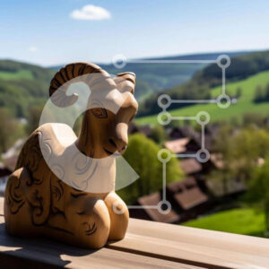 Intra Συλλεκτικό Ξύλινο Παζλ Plywood  4mm - Ξύλινο άγαλμα κριαριού στο εξωτερικό μπαλκόνι Σε Ξύλινο Κουτί - Διαστάσεις: 10x10 cm – 25 κομμάτια