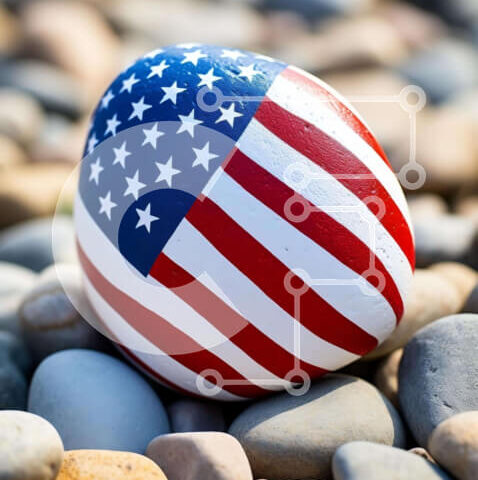 Intra Συλλεκτικό Ξύλινο Παζλ Plywood  4mm - Ροκ με σχέδιο αμερικανικής σημαίας για πατριωτικές γιορτές Σε Ξύλινο Κουτί - Διαστάσεις Puzzle: 10x10 cm – 25 κομμάτια - Image 1