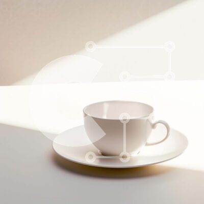 Intra Συλλεκτικό Ξύλινο Παζλ Plywood 4mm - Λευκό φλιτζάνι, πιατάκι και πιάτο στο τραπέζι Σε Ξύλινο Κουτί - Διαστάσεις: 10x10 cm – 25 κομμάτια - Image 1