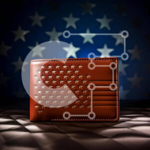 Intra Συλλεκτικό Ξύλινο Παζλ Plywood  4mm - Καφέ πορτοφόλι με μοτίβο αμερικανικής σημαίας Σε Ξύλινο Κουτί - Διαστάσεις: 10x10 cm – 25 κομμάτια