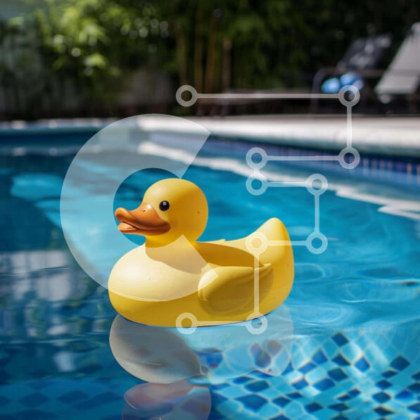 Intra Συλλεκτικό Ξύλινο Παζλ Plywood  4mm - Κίτρινη λαστιχένια πάπια στην πισίνα Σε Ξύλινο Κουτί - Διαστάσεις: 10x10 cm – 25 κομμάτια