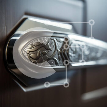 Intra Συλλεκτικό Ξύλινο Παζλ Plywood  4mm - Κοντινό πλάνο διακοσμητικό μεταλλικό χερούλι πόρτας με floral σχέδια Σε Ξύλινο Κουτί - Διαστάσεις Puzzle: 10x10 cm – 25 κομμάτια - Image 1