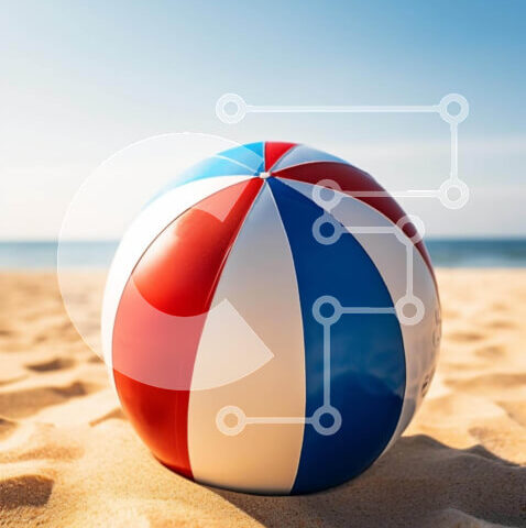 Intra Συλλεκτικό Ξύλινο Παζλ Plywood 4mm - Πολύχρωμη μπάλα παραλίας στην αμμώδη ακτή Σε Ξύλινο Κουτί - Διαστάσεις Puzzle: 10x10 cm – 25 κομμάτια - Image 1