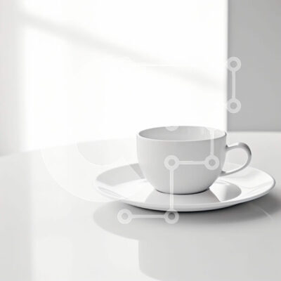 Intra Συλλεκτικό Ξύλινο Παζλ Plywood 4mm - Λευκό φλιτζάνι, πιατάκι και πιάτο σε άδειο τραπέζι Σε Ξύλινο Κουτί - Διαστάσεις: 10x10 cm – 25 κομμάτια - Image 1