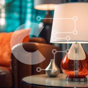 Intra Συλλεκτικό Ξύλινο Παζλ Plywood  4mm - Άνετο σαλόνι με πορτοκαλί φωτιστικό και καφέ δερμάτινο καναπέ Σε Ξύλινο Κουτί - Διαστάσεις Puzzle: 10x10 cm – 25 κομμάτια