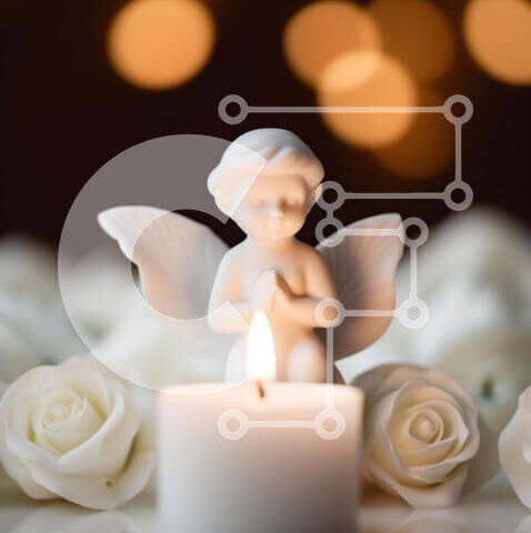 Intra Συλλεκτικό Ξύλινο Παζλ Plywood  4mm - Θρησκευτική σκηνή μνήμης με κερί, άγγελο και λευκά τριαντάφυλλα Σε Ξύλινο Κουτί - Διαστάσεις Puzzle: 10x10 cm – 25 κομμάτια - Image 1