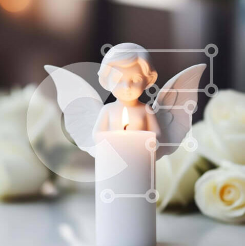 Intra Συλλεκτικό Ξύλινο Παζλ Plywood  4mm - Λευκό κερί με ειδώλιο αγγέλου και τριαντάφυλλα Σε Ξύλινο Κουτί - Διαστάσεις Puzzle: 10x10 cm – 25 κομμάτια - Image 1