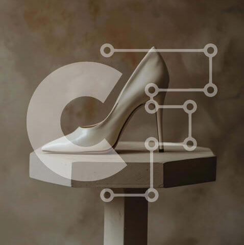 Intra Συλλεκτικό Ξύλινο Παζλ Plywood  4mm - Λευκό ψηλοτάκουνο παπούτσι σε οβάλ βάθρο Σε Ξύλινο Κουτί - Διαστάσεις Puzzle: 10x10 cm – 25 κομμάτια - Image 1