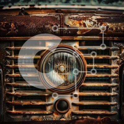 Intra Συλλεκτικό Ξύλινο Παζλ Plywood 4mm - Εγκαταλελειμμένο σκουριασμένο όχημα με σημάδια φθοράς Σε Ξύλινο Κουτί - Διαστάσεις Puzzle: 10x10 cm – 25 κομμάτια - Image 1