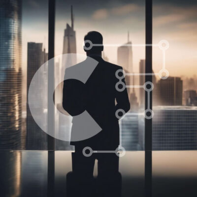 Intra Συλλεκτικό Ξύλινο Παζλ Plywood  4mm - Επιχειρηματίας που στοχάζεται στον ορίζοντα της πόλης Σε Ξύλινο Κουτί - Διαστάσεις Puzzle: 10x10 cm – 25 κομμάτια - Image 1