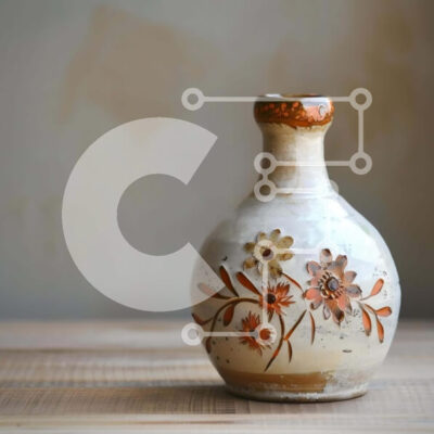 Intra Συλλεκτικό Ξύλινο Παζλ Plywood  4mm - Λευκό και καφέ βάζο σε ημιτελές ξύλινο τραπέζι Σε Ξύλινο Κουτί - Διαστάσεις: 10x10 cm – 25 κομμάτια - Image 1