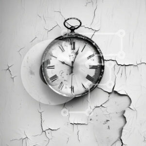 Intra Συλλεκτικό Ξύλινο Παζλ Plywood  4mm - Παλιός ραγισμένος τοίχος με καλά συντηρημένο ρολόι Σε Ξύλινο Κουτί - Διαστάσεις Puzzle: 10x10 cm – 25 κομμάτια