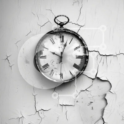 Intra Συλλεκτικό Ξύλινο Παζλ Plywood 4mm - Παλιός ραγισμένος τοίχος με καλά συντηρημένο ρολόι Σε Ξύλινο Κουτί - Διαστάσεις Puzzle: 10x10 cm – 25 κομμάτια - Image 1