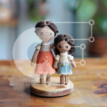 Intra Συλλεκτικό Ξύλινο Παζλ Plywood  4mm - Κούκλες με κροσέ σε ξύλινο σταντ Σε Ξύλινο Κουτί - Διαστάσεις Puzzle: 10x10 cm – 25 κομμάτια - Image 1