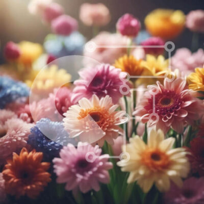 Intra Συλλεκτικό Ξύλινο Παζλ Plywood  4mm - Πολύχρωμο μπουκέτο λουλουδιών με μαργαρίτες, γαρύφαλλα και ασφόδελους Σε Ξύλινο Κουτί - Διαστάσεις: 10x10 cm – 25 κομμάτια - Image 1