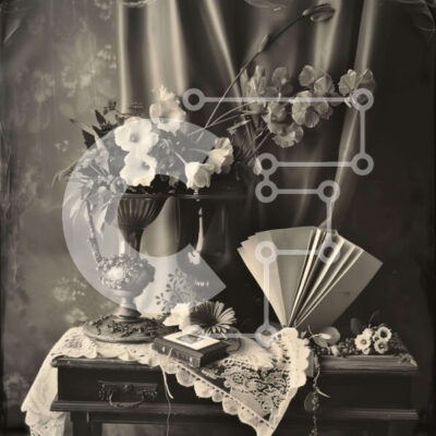 Intra Συλλεκτικό Ξύλινο Παζλ Plywood  4mm - Τραπέζι αντίκα με λουλούδια, βάζα, ανεμιστήρα και βιβλία Σε Ξύλινο Κουτί - Διαστάσεις Puzzle: 10x10 cm – 25 κομμάτια - Image 1