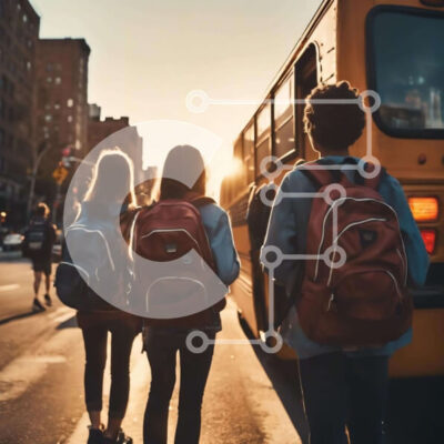 Intra Συλλεκτικό Ξύλινο Παζλ Plywood 4mm - Μαθητές που περπατούν στο σχολείο με σακίδια Σε Ξύλινο Κουτί - Διαστάσεις Puzzle: 10x10 cm – 25 κομμάτια - Image 1