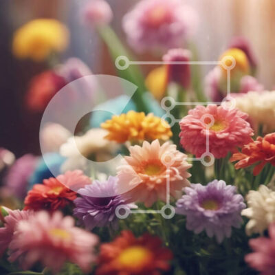 Intra Συλλεκτικό Ξύλινο Παζλ Plywood  4mm - Πολύχρωμο μπουκέτο λουλουδιών σε βάζο με μαργαρίτες, τουλίπες και ηλίανθους Σε Ξύλινο Κουτί - Διαστάσεις: 10x10 cm – 25 κομμάτια - Image 1